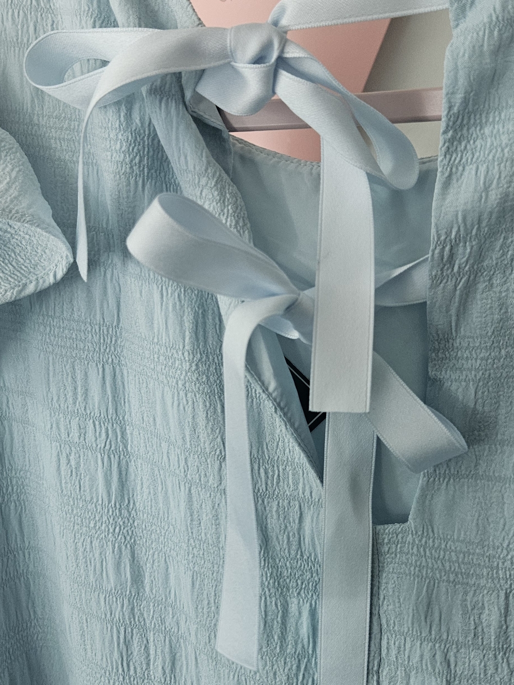 SENFURE Light Blue Tie-Front Dress - SIZE: M - Picture 5 of 9